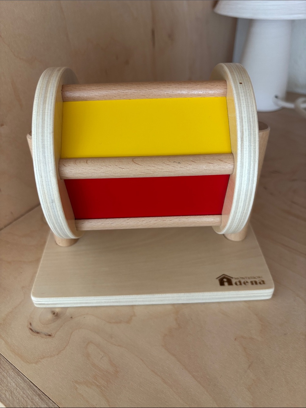Wooden Color Drum Toy - Red & Yellow